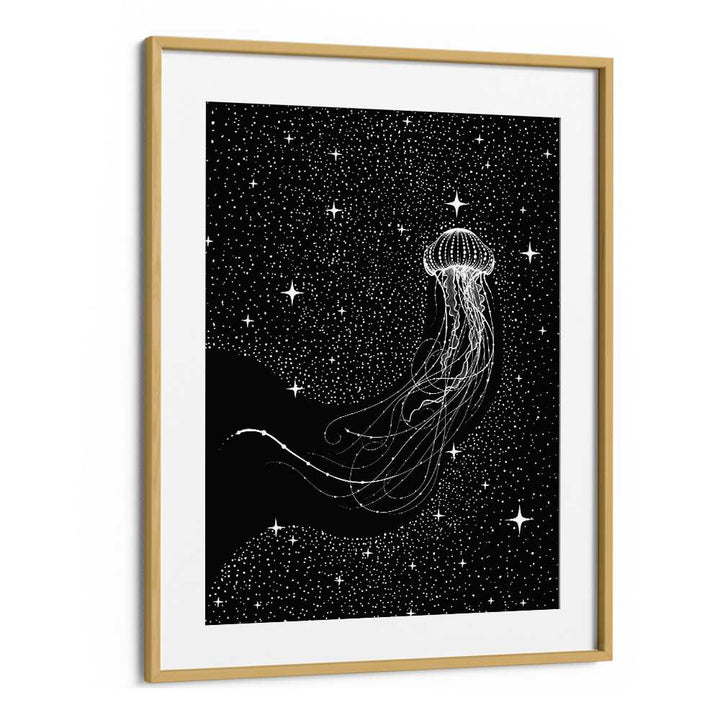 Starry Jellyfish Black Version By Aliriza Cakir Surreal Paintings Surreal Art in Oak Wood Frame With Mount