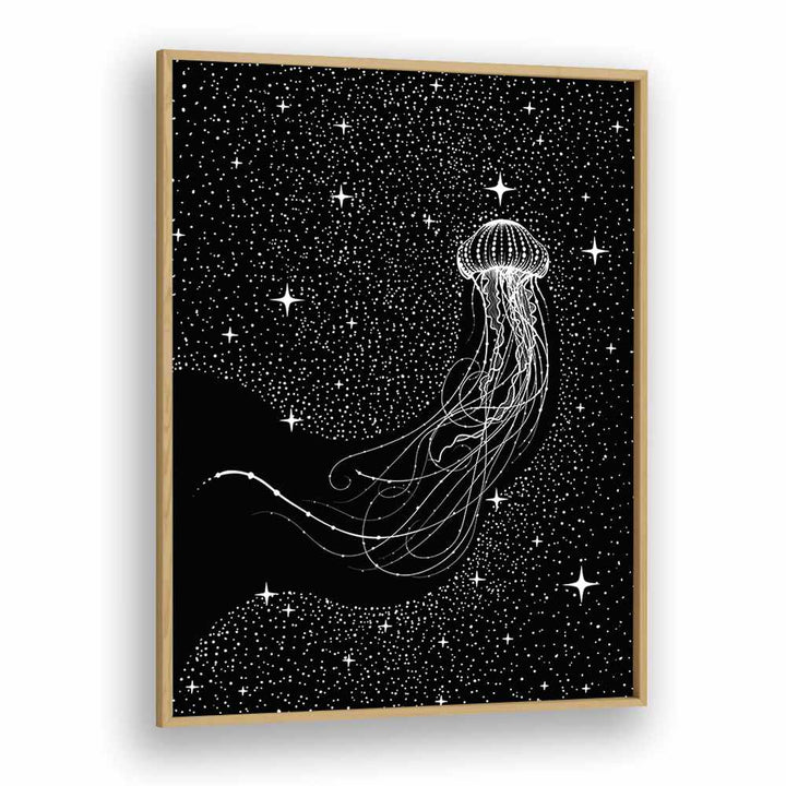 Starry Jellyfish Black Version By Aliriza Cakir Surreal Paintings Surreal Art in Oak Wood Plain Frame