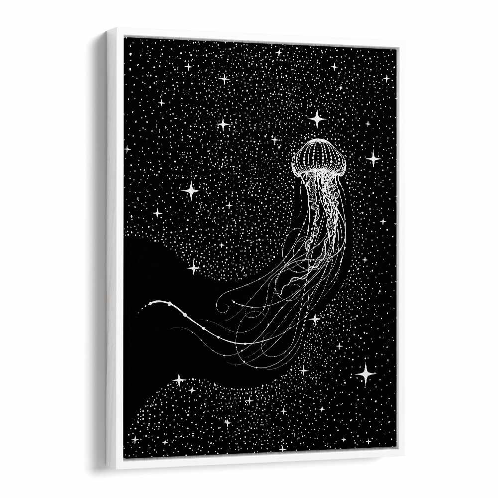 Starry Jellyfish Black Version By Aliriza Cakir Surreal Paintings Surreal Art in White Floater Frame