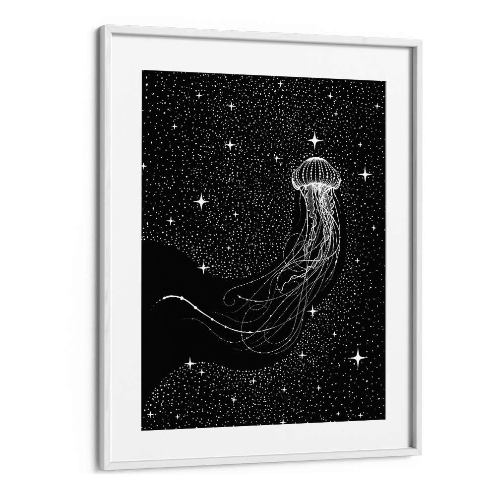 Starry Jellyfish Black Version By Aliriza Cakir Surreal Paintings Surreal Art in White Frame With Mount