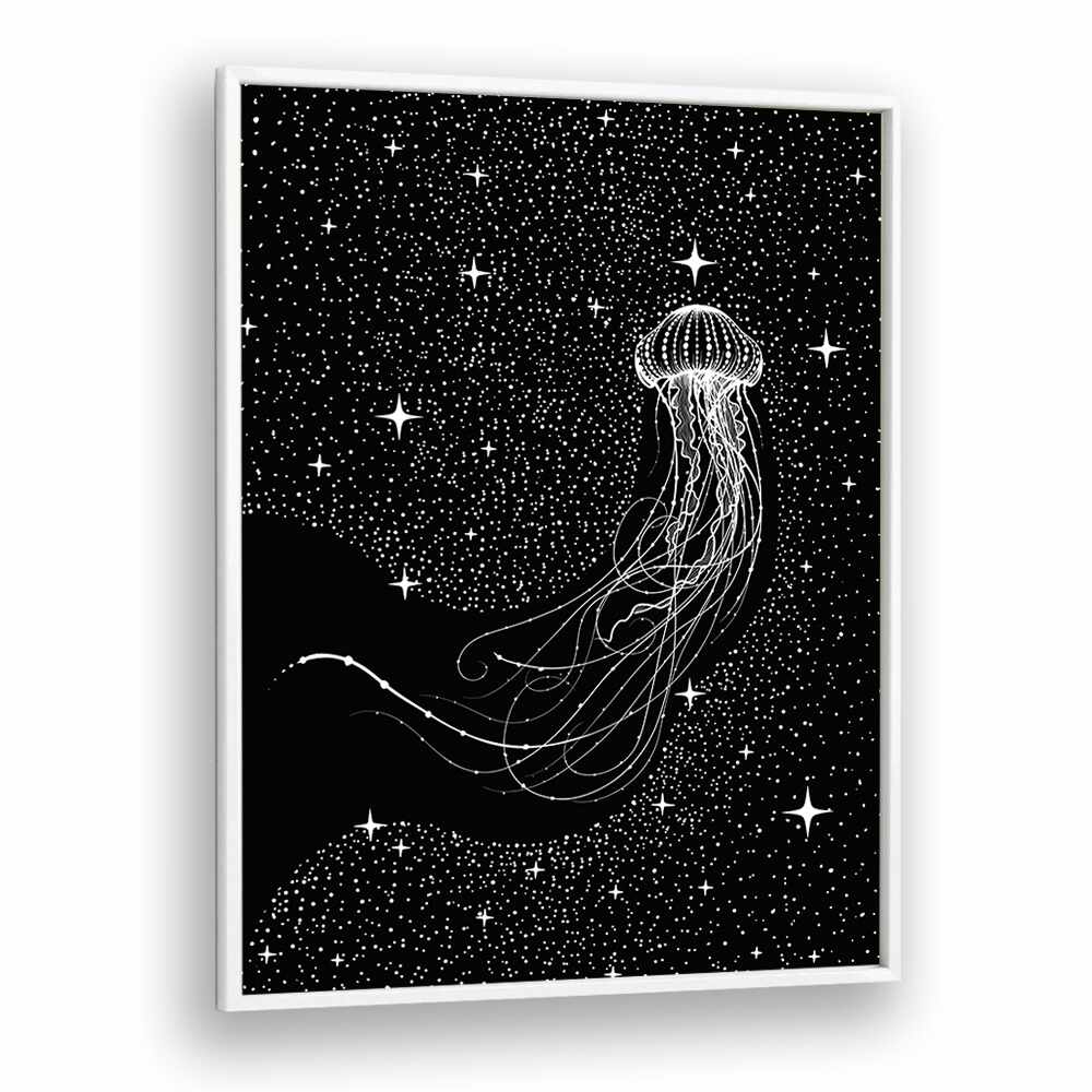 Starry Jellyfish Black Version By Aliriza Cakir Surreal Paintings Surreal Art in White Plain Frame