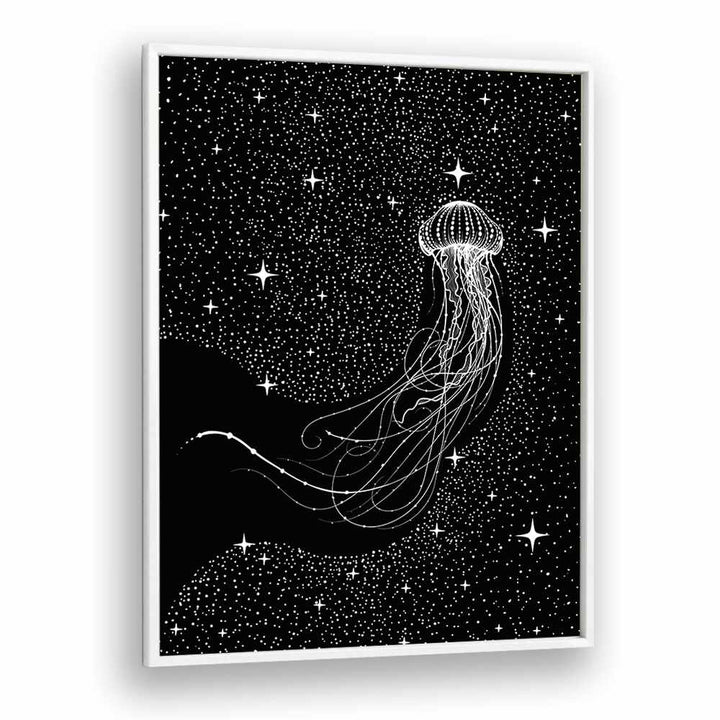 Starry Jellyfish Black Version By Aliriza Cakir Surreal Paintings Surreal Art in White Plain Frame