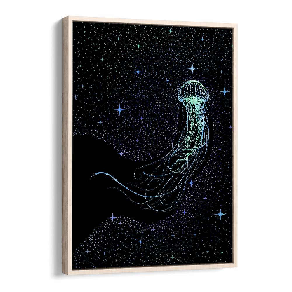 Starry Jellyfish Colored By Aliriza Cakir Surreal Paintings Surreal Art in Oak Wood Floater Frame