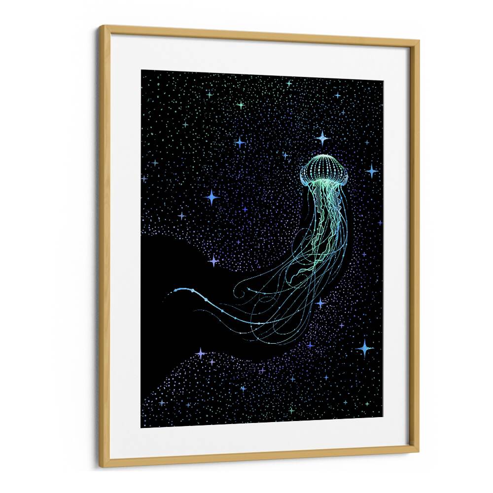 Starry Jellyfish Colored By Aliriza Cakir Surreal Paintings Surreal Art in Oak Wood Frame With Mount