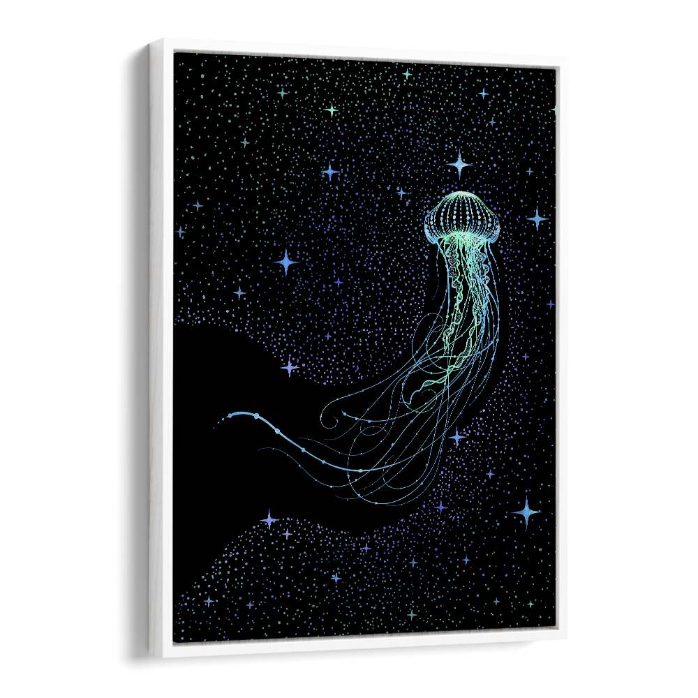 Starry Jellyfish Colored By Aliriza Cakir Surreal Paintings Surreal Art in White Floater Frame