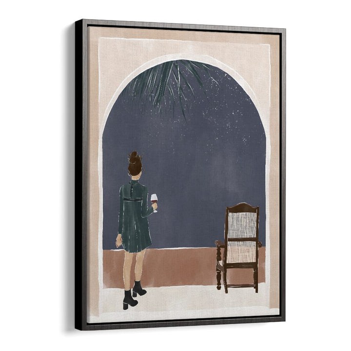 Starry Night By Ivy Green Women Illustration Paintings in Black Floater Frame