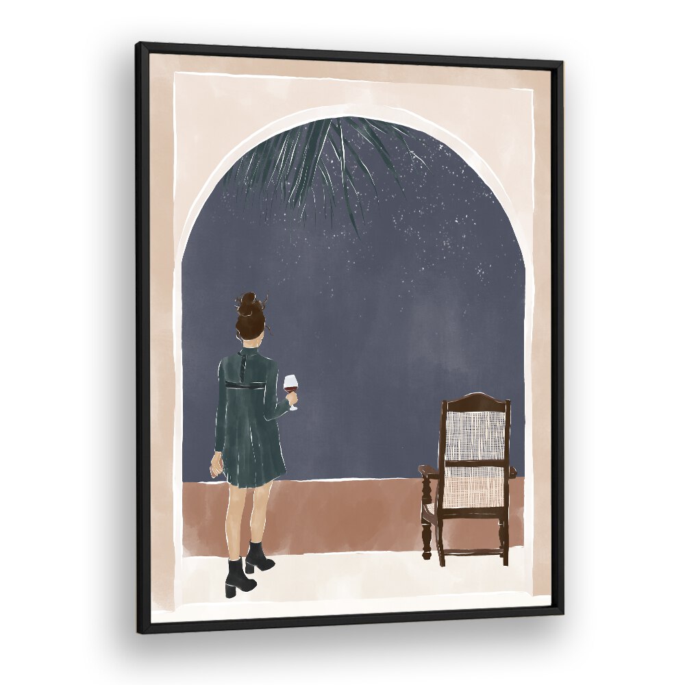 Starry Night By Ivy Green Women Illustration Paintings in Black Plain Frame