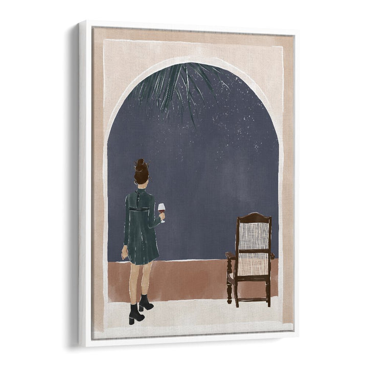 Starry Night By Ivy Green Women Illustration Paintings in White Floater Frame