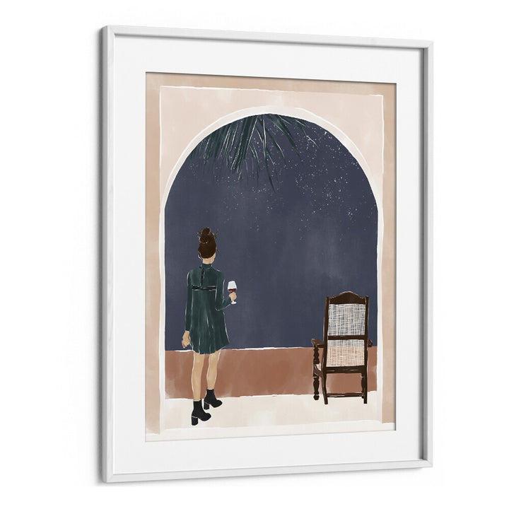 Starry Night By Ivy Green Women Illustration Paintings in White Frame With Mount