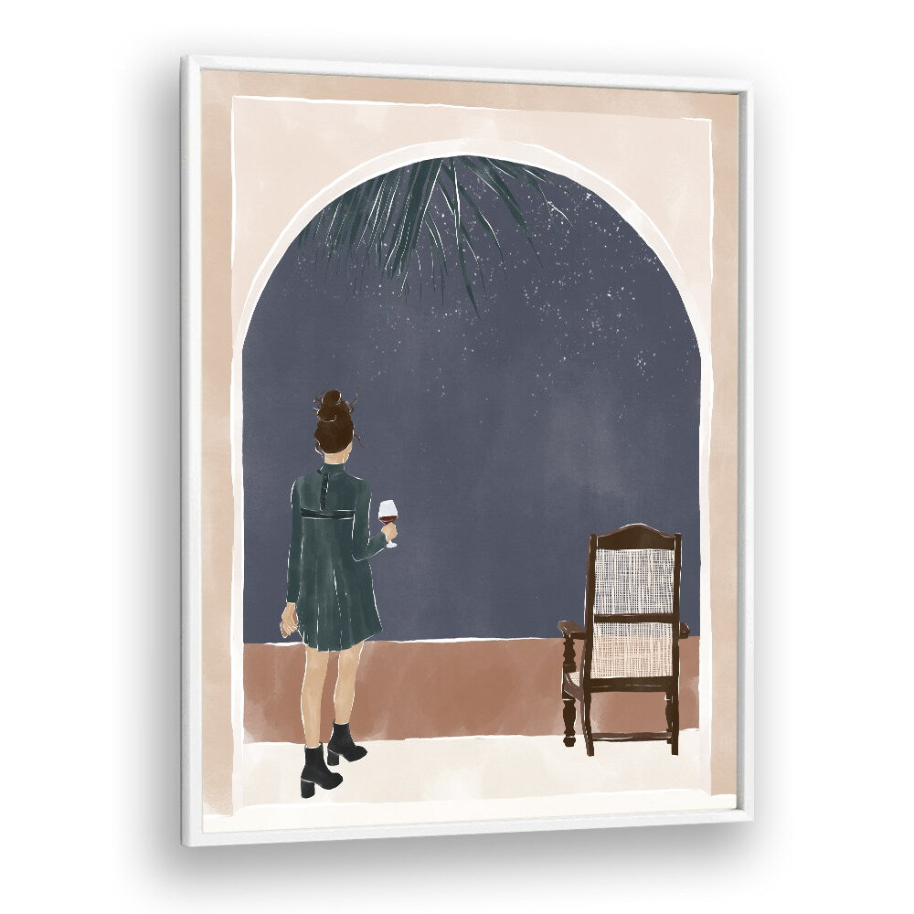 Starry Night By Ivy Green Women Illustration Paintings in White Plain Frame