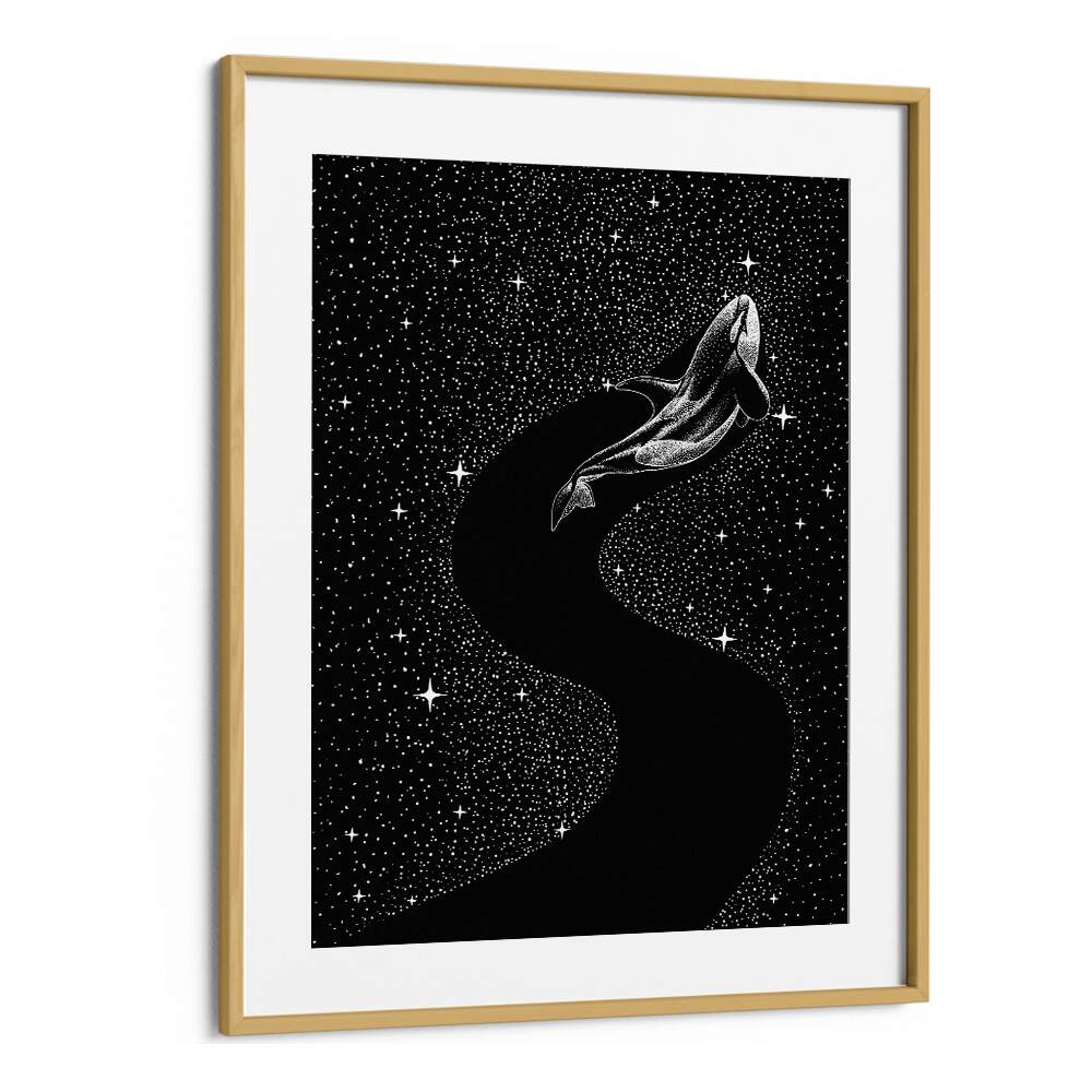 Starry Orca Black Version By Aliriza Cakir Surreal Paintings Surreal Art in Oak Wood Frame With Mount