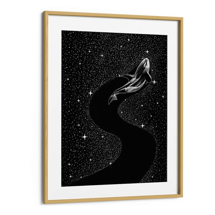 Starry Orca Black Version By Aliriza Cakir Surreal Paintings Surreal Art in Oak Wood Frame With Mount