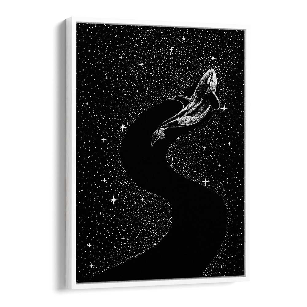 Starry Orca Black Version By Aliriza Cakir Surreal Paintings Surreal Art in White Floater Frame