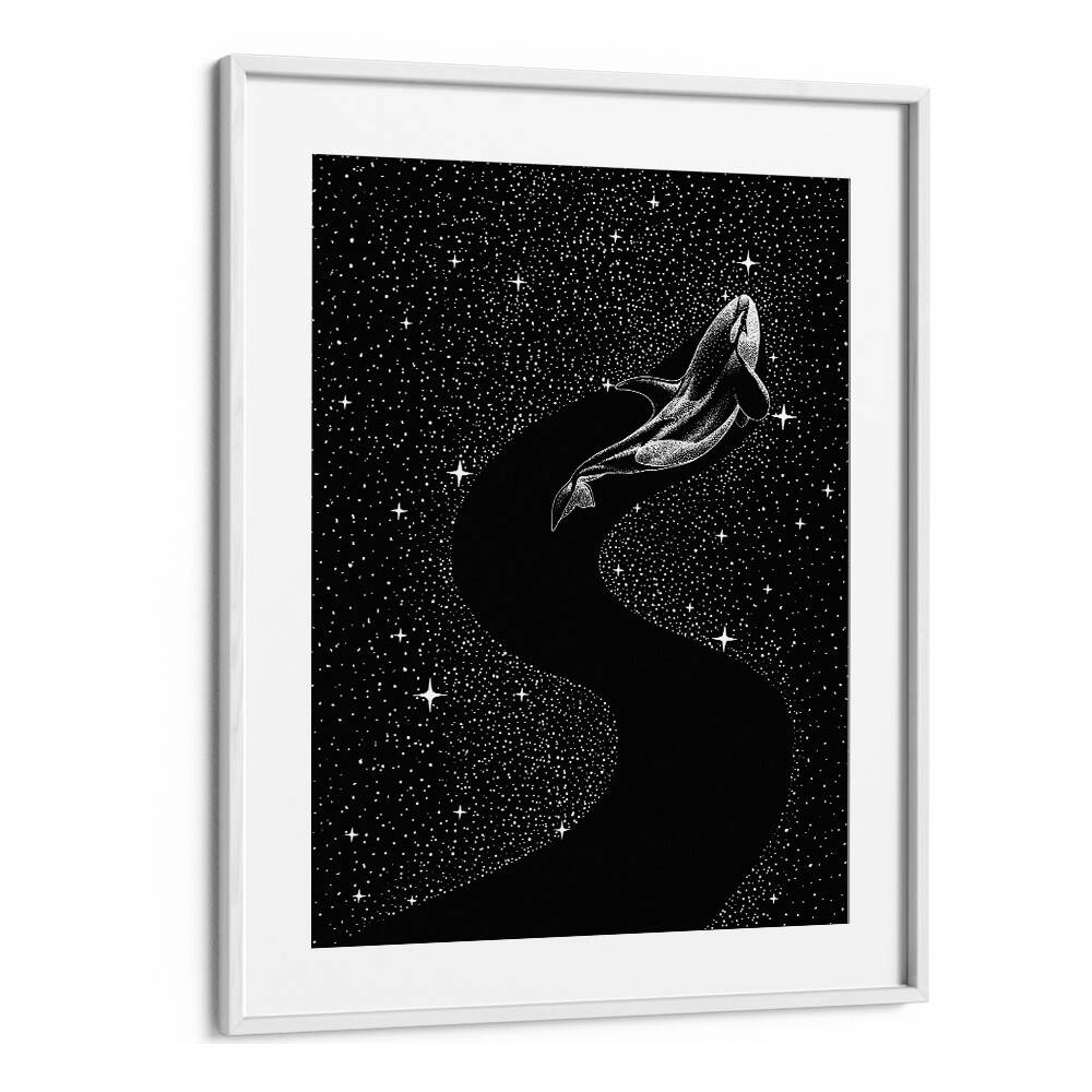 Starry Orca Black Version By Aliriza Cakir Surreal Paintings Surreal Art in White Frame With Mount