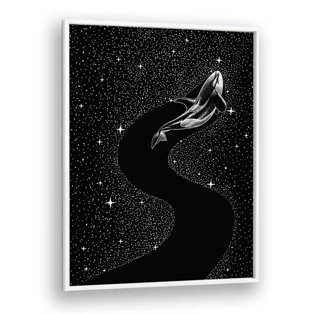 Starry Orca Black Version By Aliriza Cakir Surreal Paintings Surreal Art in White Plain Frame