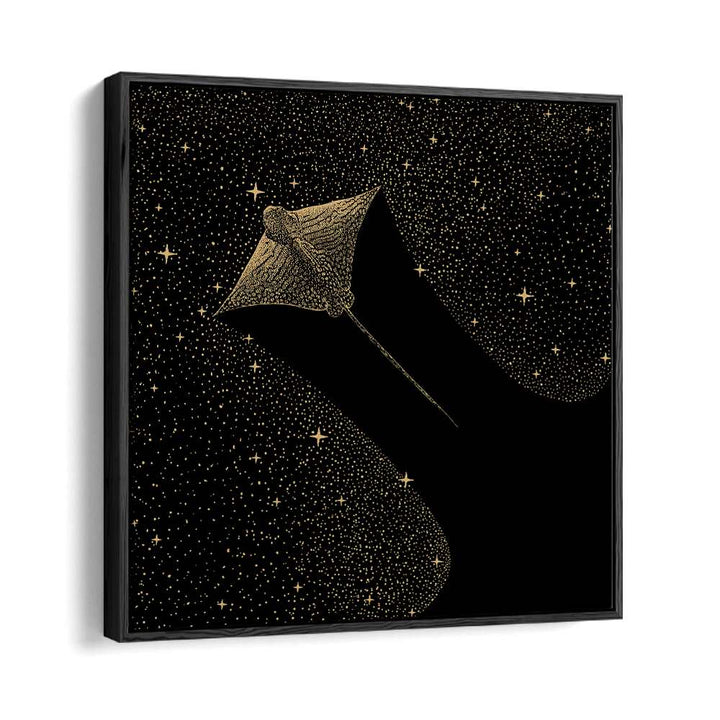 Starry Ornate Eagle Ray Dark Gold Version By Aliriza Çakir Surreal Paintings Surreal Art in Black Floater Frame