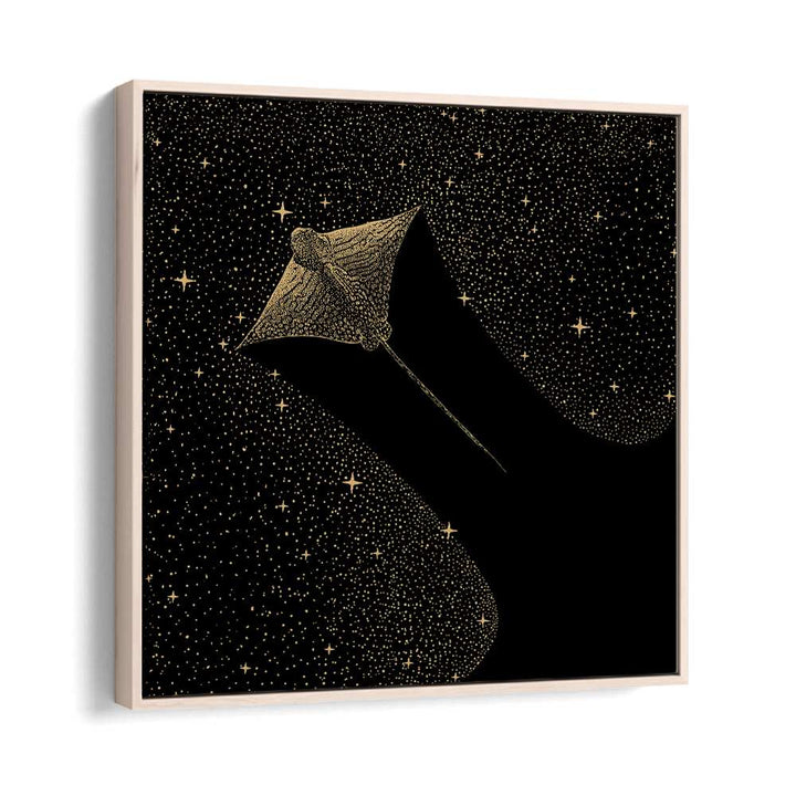 Starry Ornate Eagle Ray Dark Gold Version By Aliriza Çakir Surreal Paintings Surreal Art in Oak Wood Floater Frame