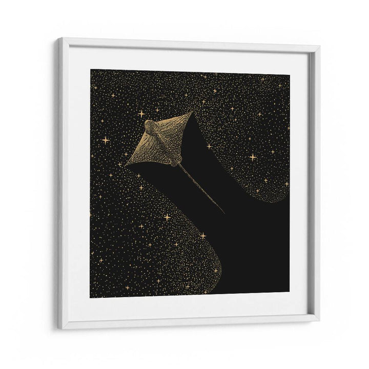 Starry Ornate Eagle Ray Dark Gold Version By Aliriza Çakir Surreal Paintings Surreal Art in White Frame With Mount