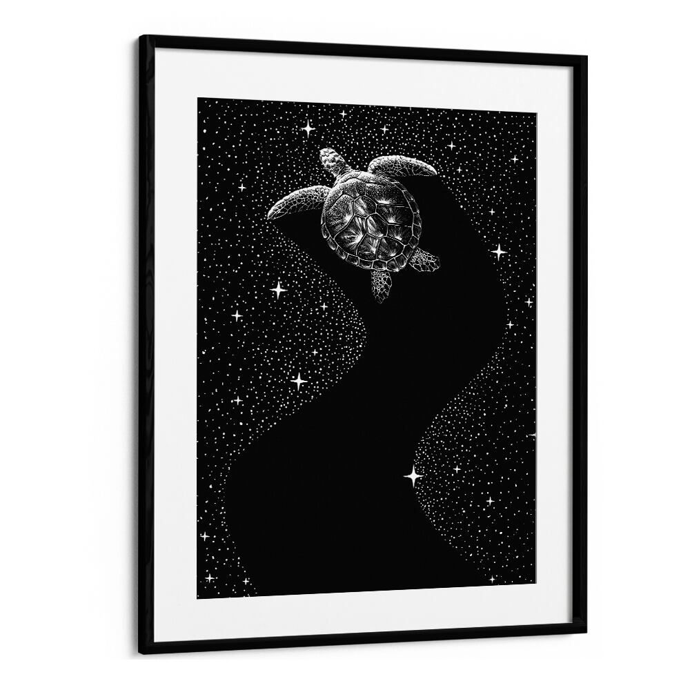 Starry Turtle Black Version By Aliriza Cakir Surreal Paintings Surreal Art in Black Frame With Mount