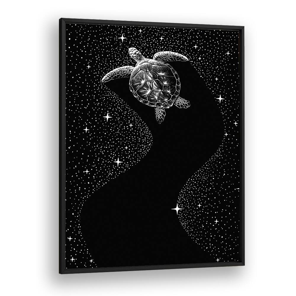 Starry Turtle Black Version By Aliriza Cakir Surreal Paintings Surreal Art in Black Plain Frame