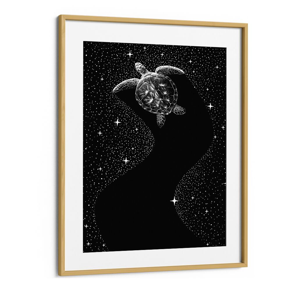 Starry Turtle Black Version By Aliriza Cakir Surreal Paintings Surreal Art in Oak Wood Frame With Mount