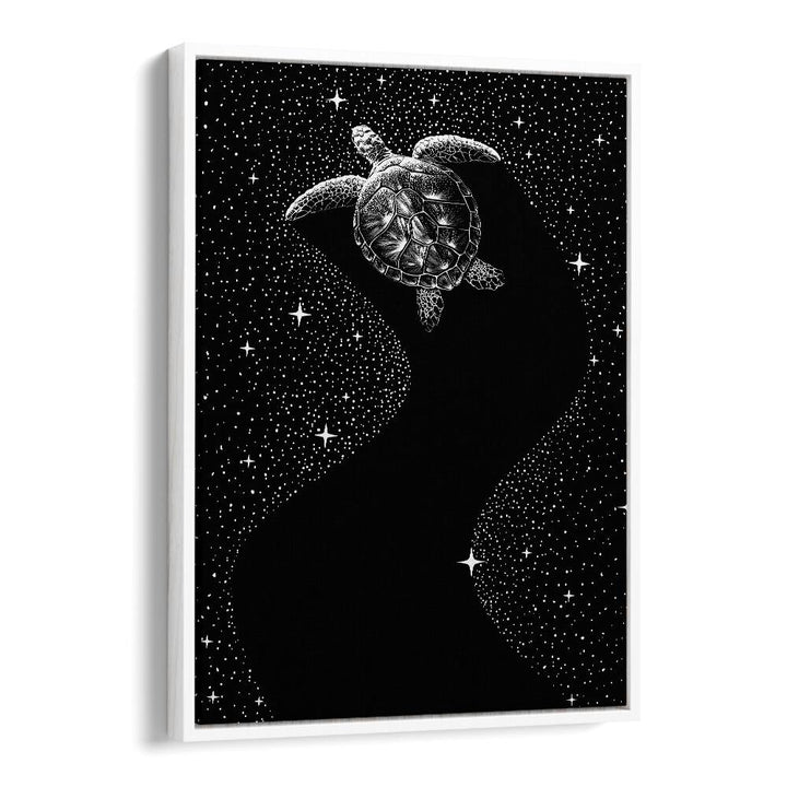 Starry Turtle Black Version By Aliriza Cakir Surreal Paintings Surreal Art in White Floater Frame