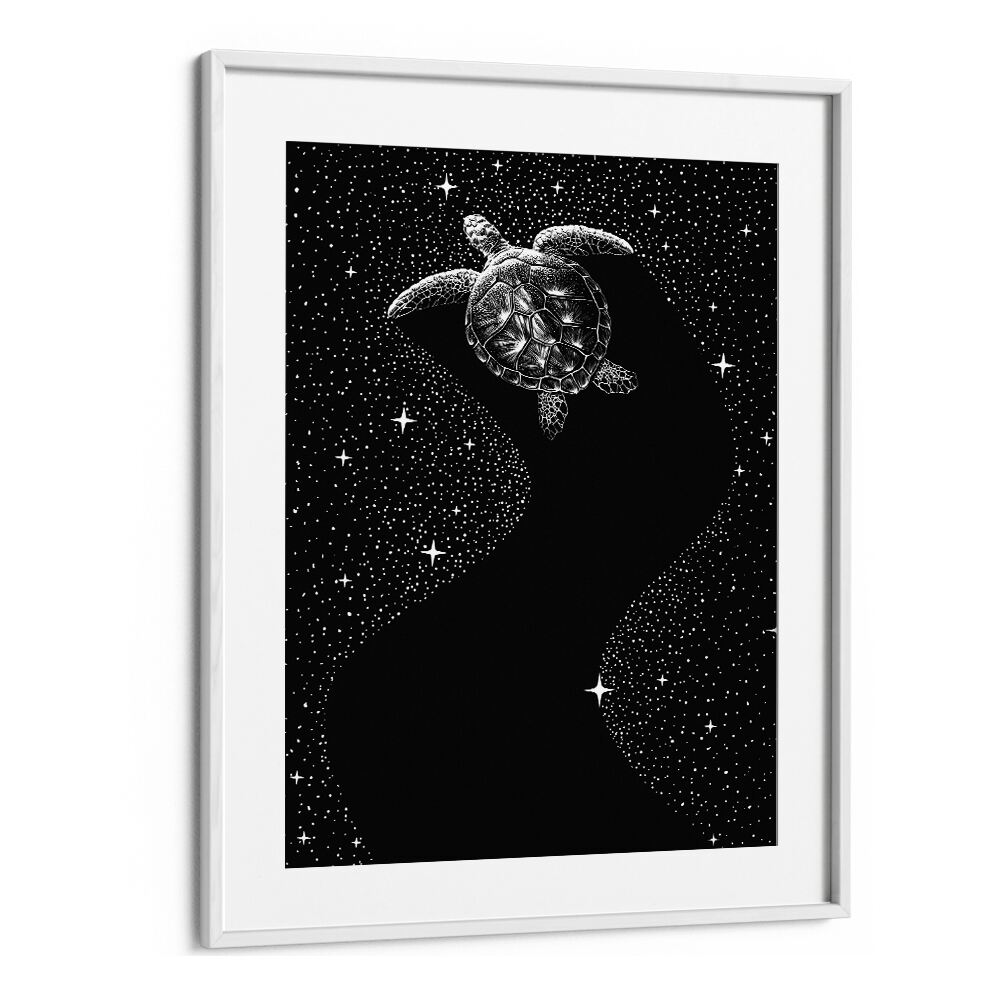 Starry Turtle Black Version By Aliriza Cakir Surreal Paintings Surreal Art in White Frame With Mount