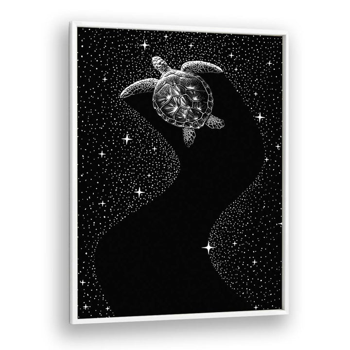 Starry Turtle Black Version By Aliriza Cakir Surreal Paintings Surreal Art in White Plain Frame