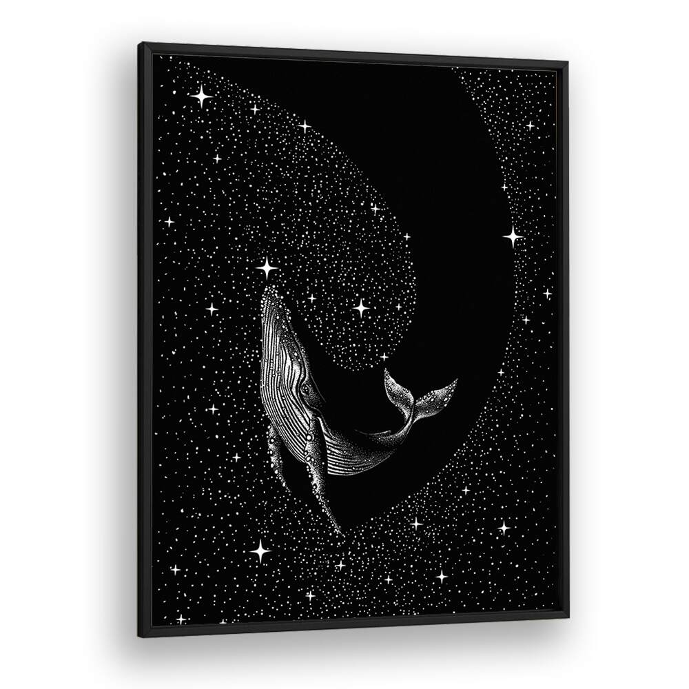 Starry Whale Black Version By Aliriza Çakir Surreal Paintings Surreal Art in Black Plain Frame