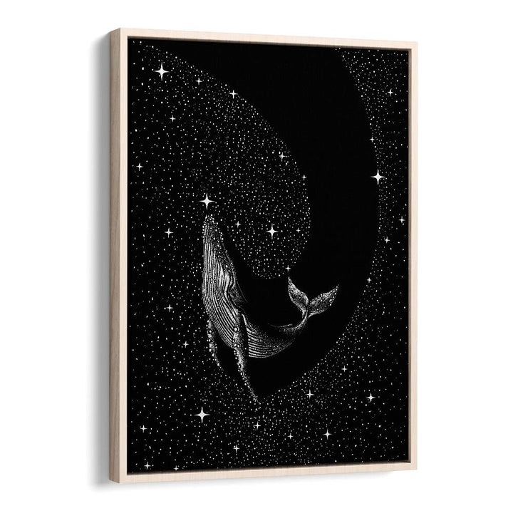 Starry Whale Black Version By Aliriza Çakir Surreal Paintings Surreal Art in Oak Wood Floater Frame