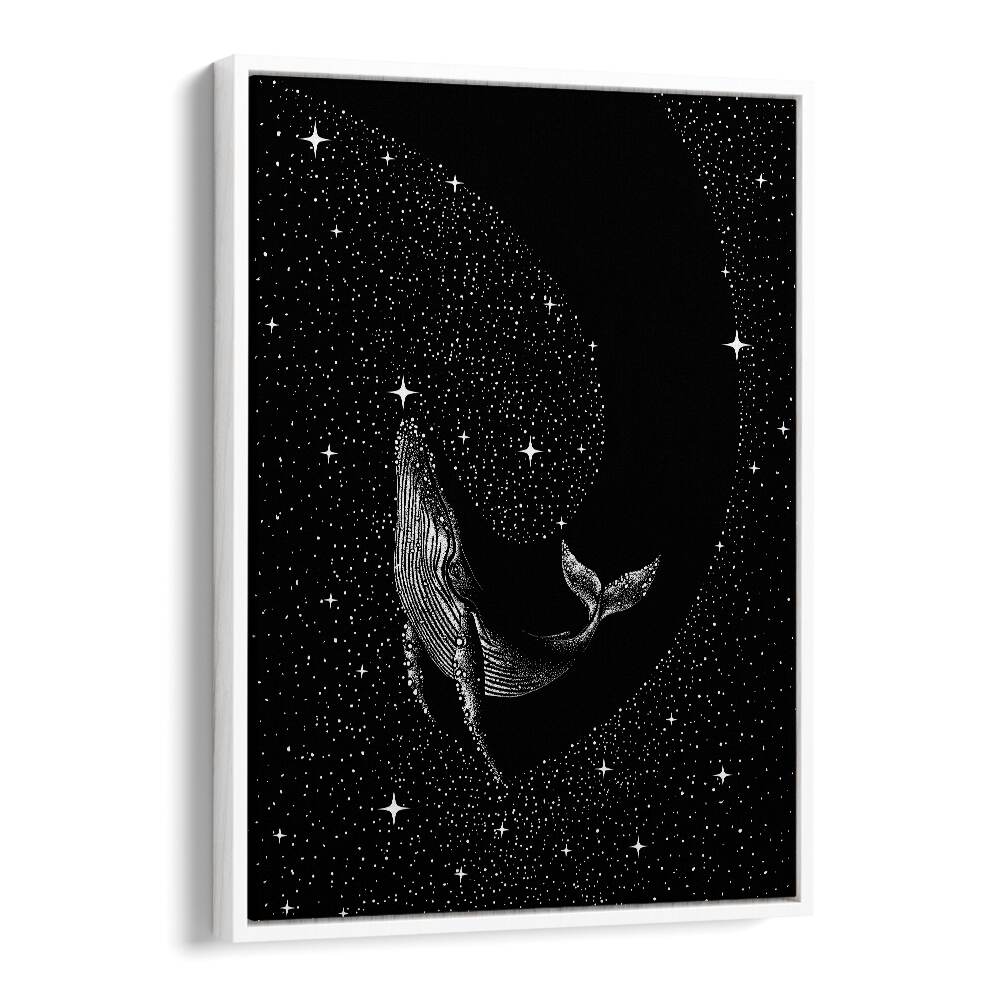 Starry Whale Black Version By Aliriza Çakir Surreal Paintings Surreal Art in White Floater Frame