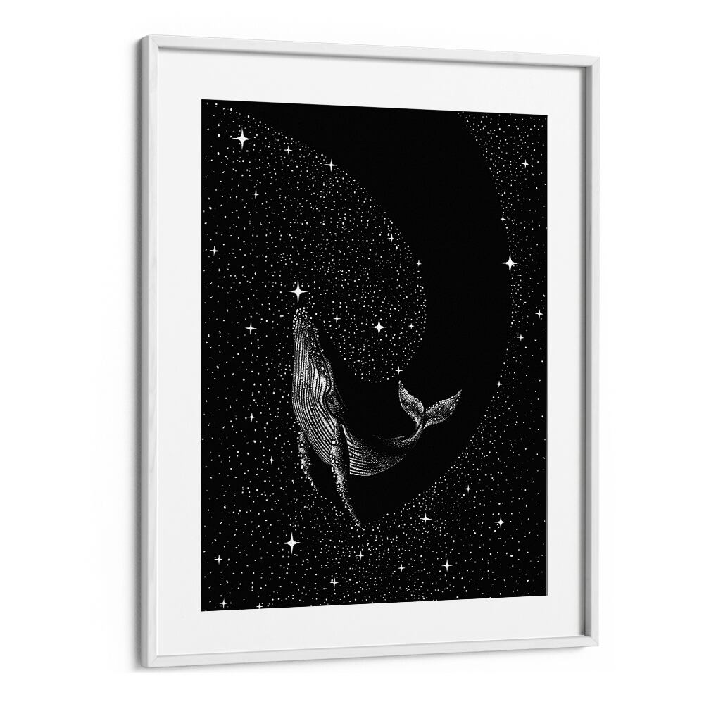 Starry Whale Black Version By Aliriza Çakir Surreal Paintings Surreal Art in White Frame With Mount