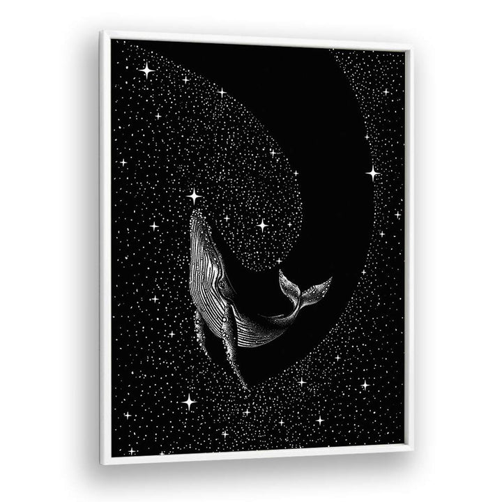 Starry Whale Black Version By Aliriza Çakir Surreal Paintings Surreal Art in White Plain Frame