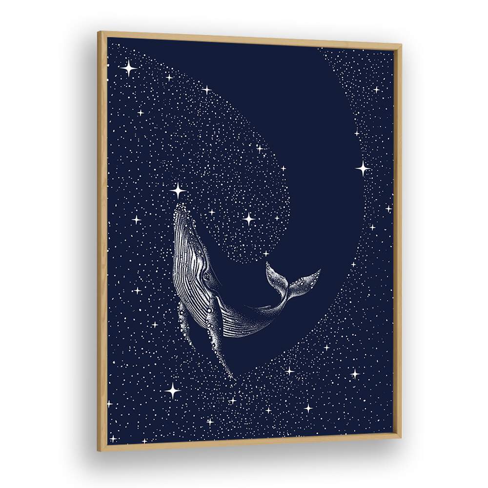 Starry Whale By Aliriza Çakir Surreal Paintings Surreal Art in Oak Wood Plain Frame