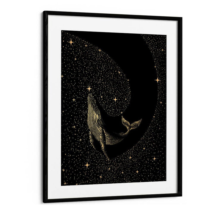 Starry Whale Dark Gold Version By Aliriza Çakir Surreal Paintings Surreal Art in Black Frame With Mount