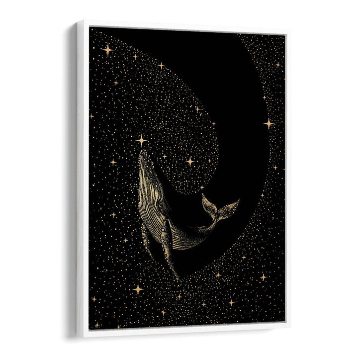 Starry Whale Dark Gold Version By Aliriza Çakir Surreal Paintings Surreal Art in White Floater Frame