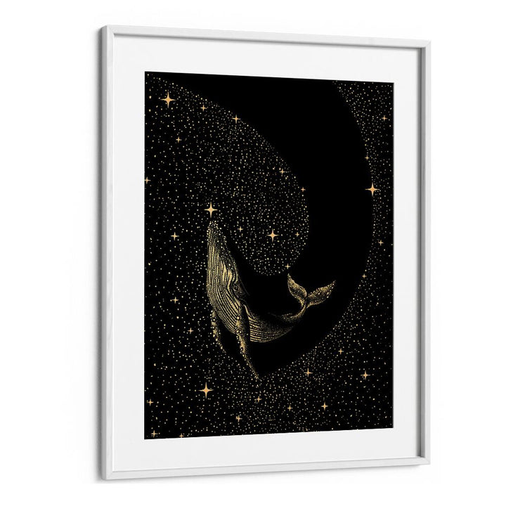 Starry Whale Dark Gold Version By Aliriza Çakir Surreal Paintings Surreal Art in White Frame With Mount