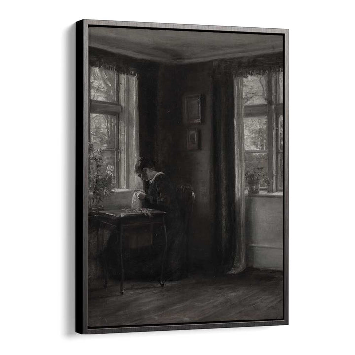 Stitching Shadows Gothic Threads Of Fate Gothic Art Prints in Black Floater Frame