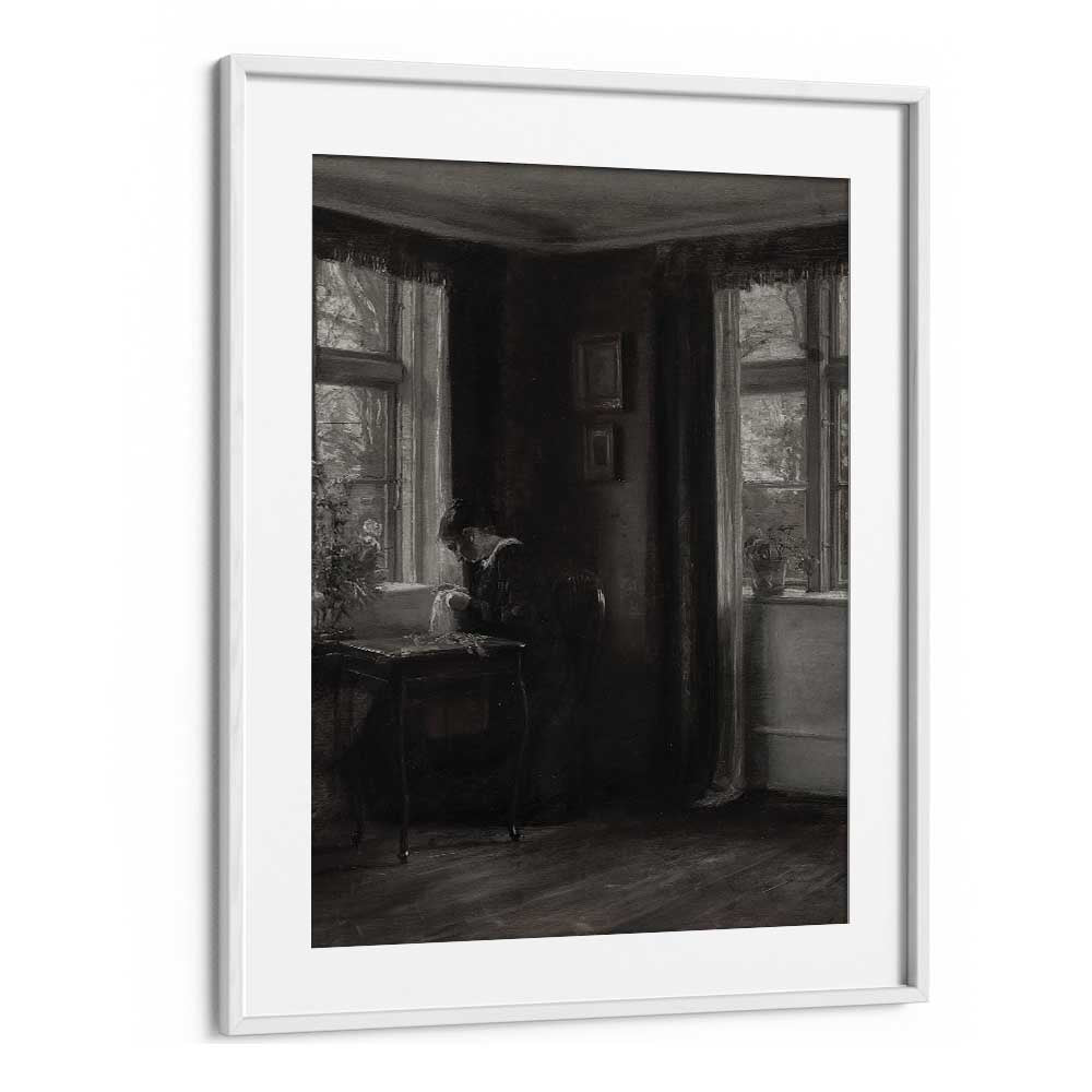 Stitching Shadows Gothic Threads Of Fate Gothic Art Prints in White Frame With Mount