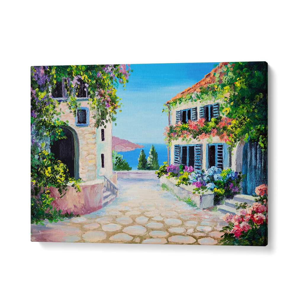 Stone Bridge Houses Vintage European Paintings in Gallery Wrap