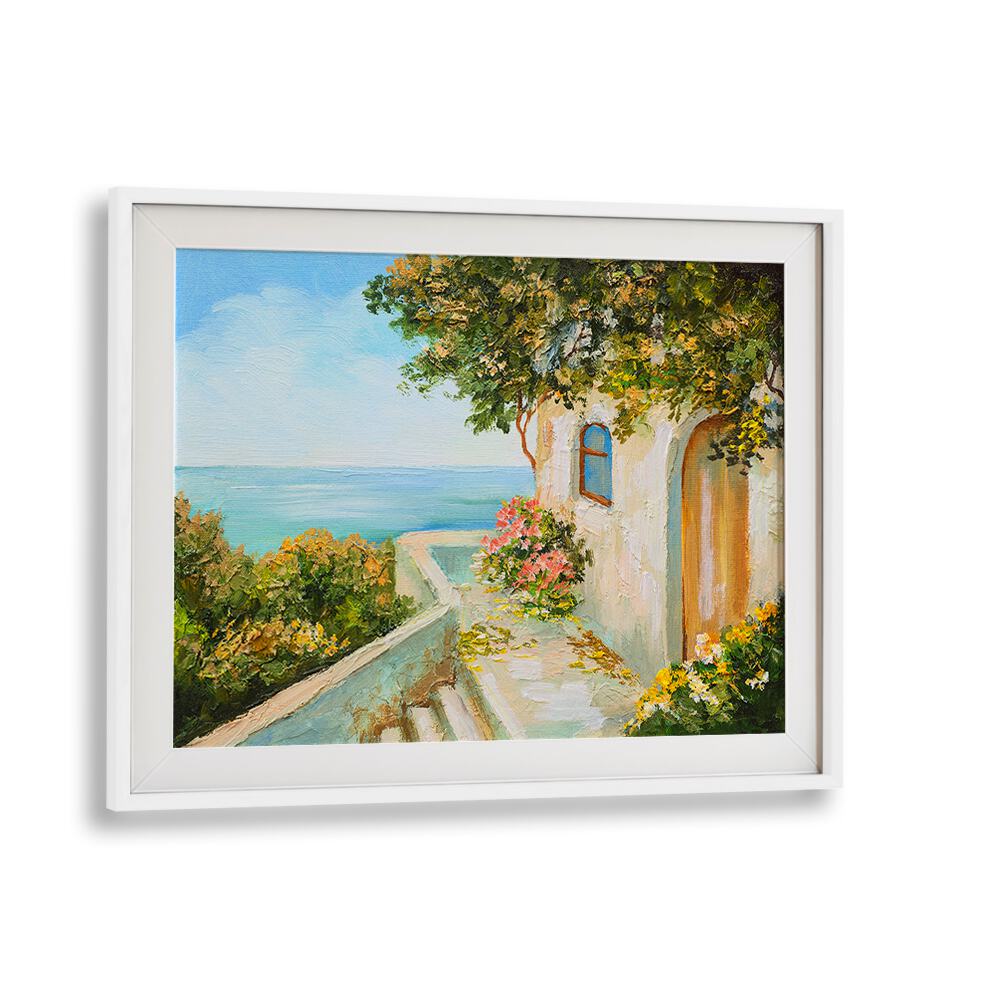 Stone and Timber ii Vintage European Paintings in White Frame With Mount