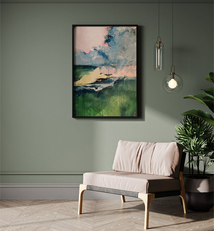 Captivating STORMY HORIZON landscape paintings add emotion and serenity to your space with vibrant colors and abstract design.