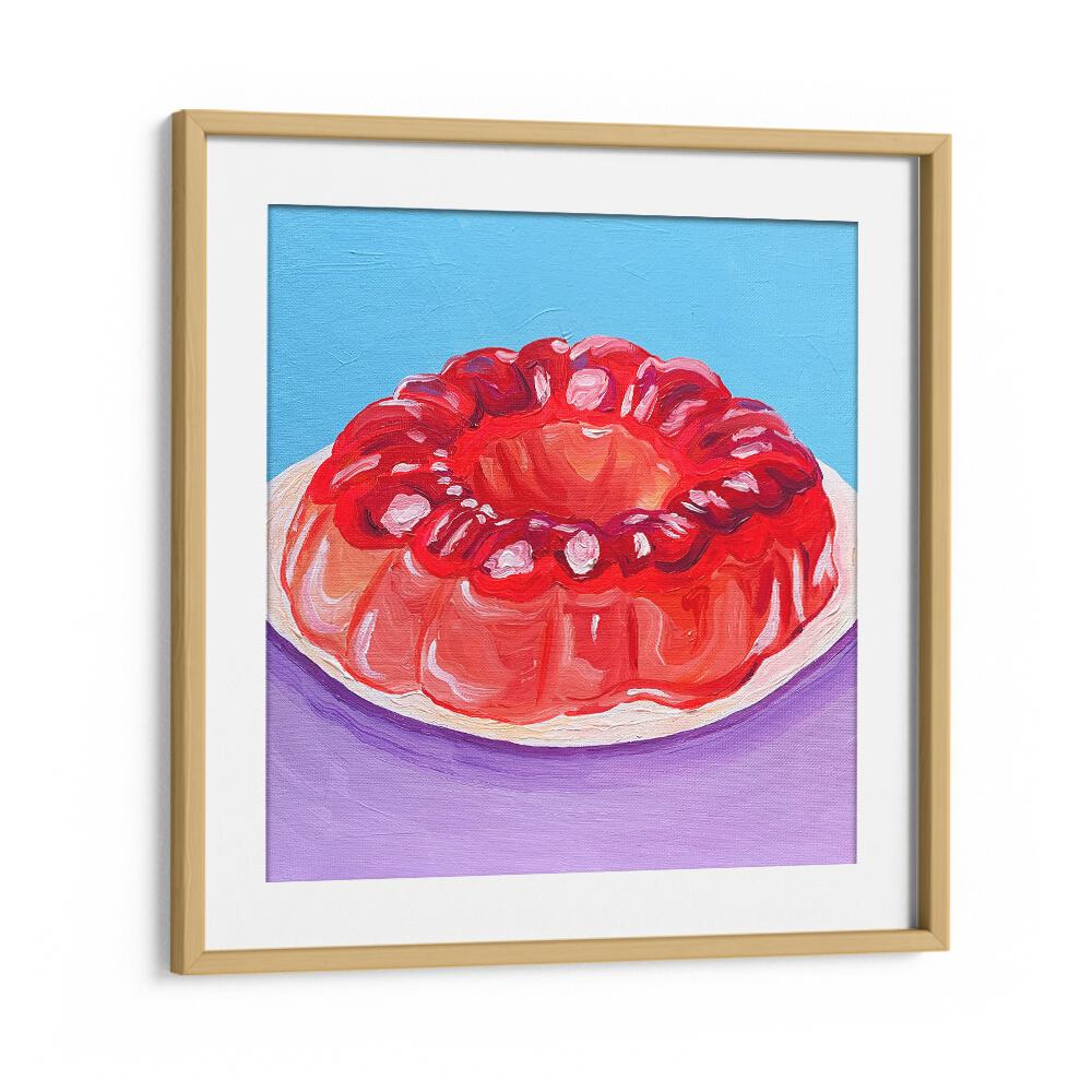 Strawberry Jello By Key And Sea Creative Bar and Cafe Art Print in Oak Wood Frame With Mount