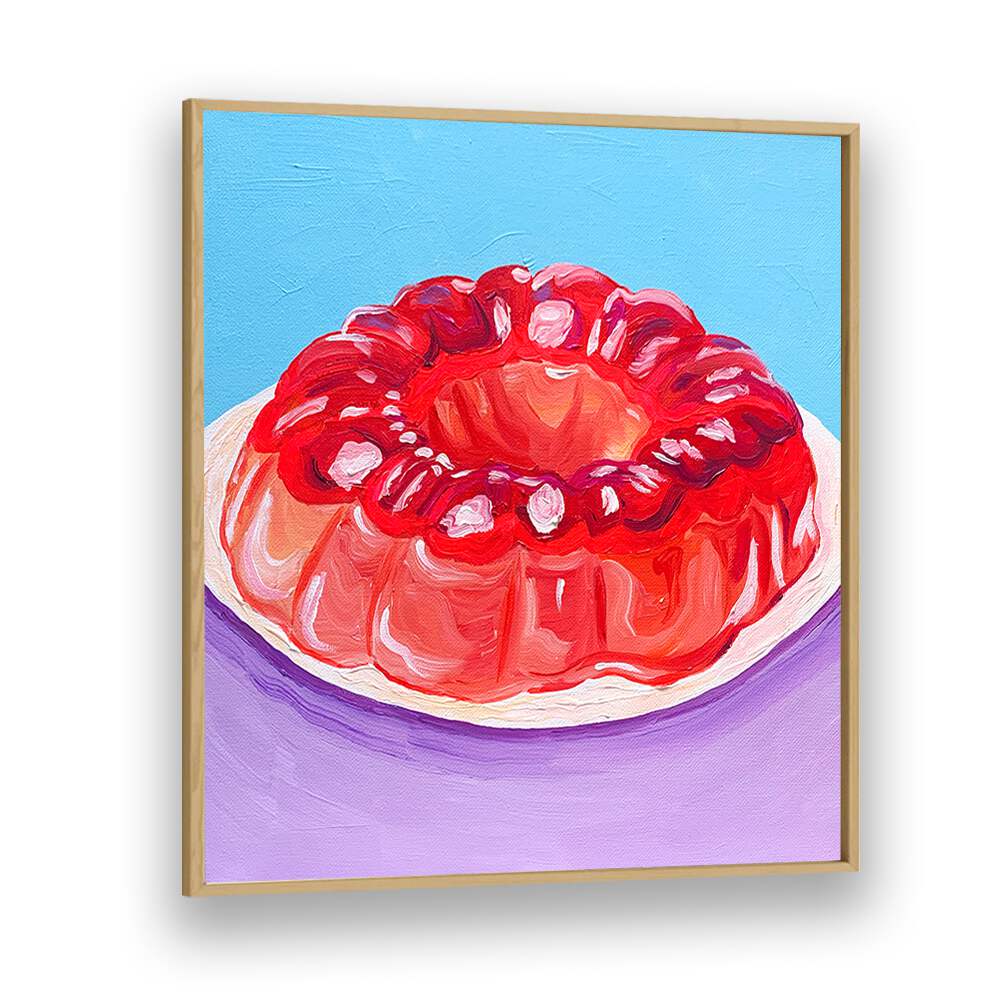 Strawberry Jello By Key And Sea Creative Bar and Cafe Art Print in Oak Wood Plain Frame