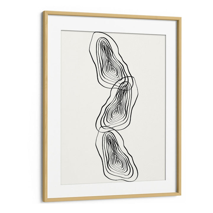 String Of Wood By Grishma Korjani Line Art Prints in Oak Wood Frame With Mount