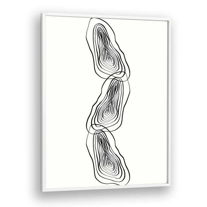 String Of Wood By Grishma Korjani Line Art Prints in White Plain Frame