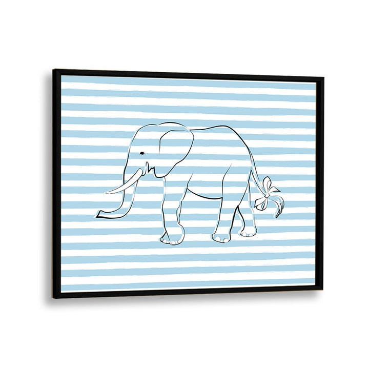 Stripe Elephant By Martina Kids Room Art in Black Plain Frame