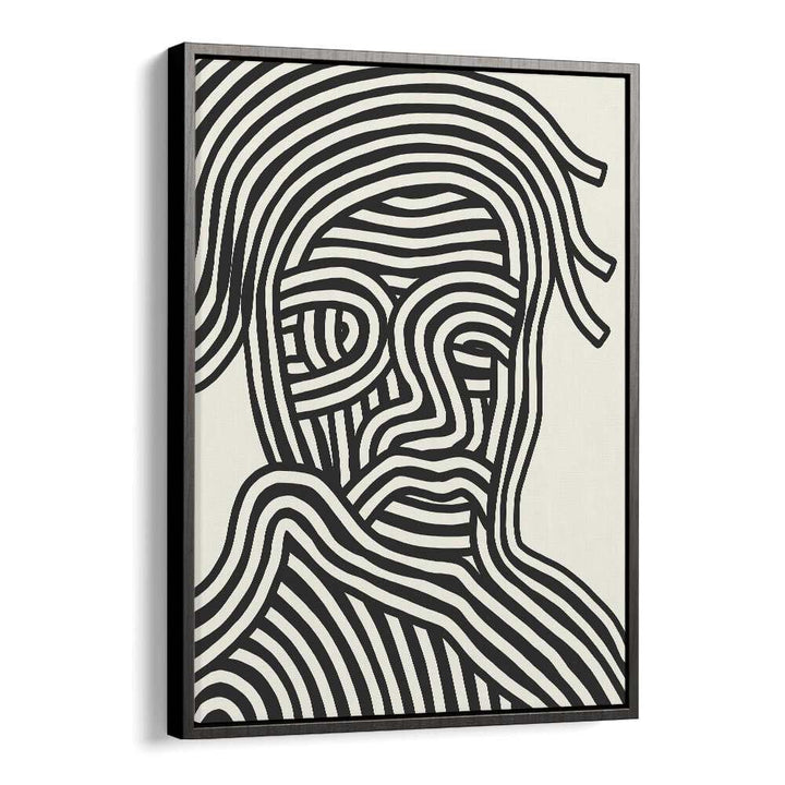 Stripe Portrait By Little Dean Abstract Art Abstract Paintings in Black Floater Frame