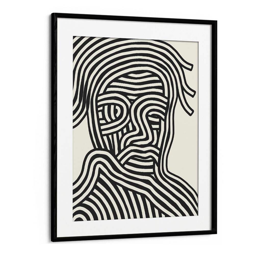 Stripe Portrait By Little Dean Abstract Art Abstract Paintings in Black Frame With Mount