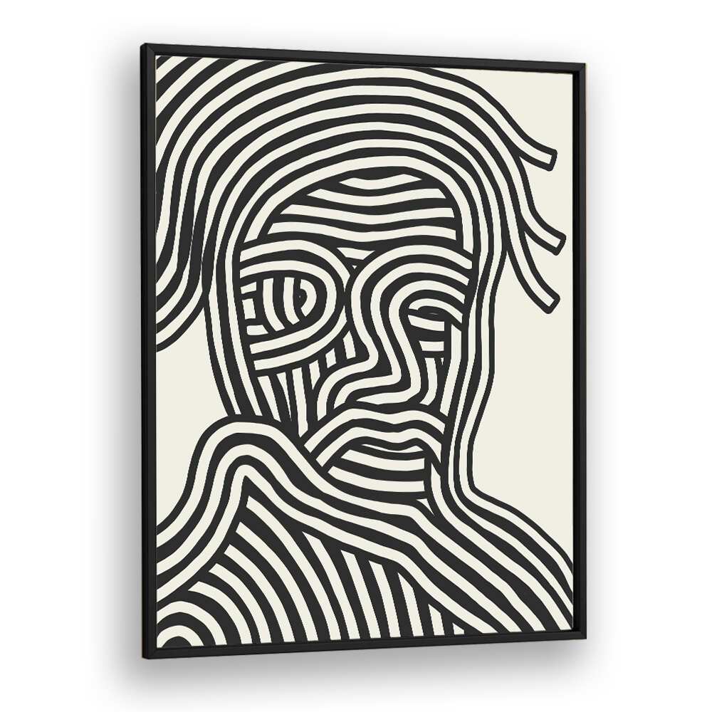 Stripe Portrait By Little Dean Abstract Art Abstract Paintings in Black Plain Frame